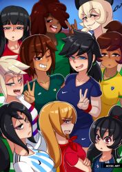 accelart argentina-chan_(accelart) brazil comic excited female football_uniform france japan mexico-chan_(accelart) national_personification nigeria nigeria-chan_(accelart) russia south_korea spain united_states_of_america world_cup