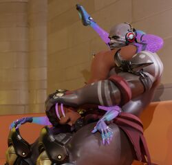 1boy 1girls 3d 69_position auzene4 dark-skinned_female dark-skinned_male doomfist female forced_oral male overwatch sombra