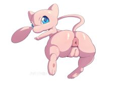 amailemon anus ass ass_up big_anus big_butt blue_eyes butt_focus female feral fur generation_1_pokemon genitals huge_butt legendary_pokemon looking_at_viewer looking_back mew mew_(pokemon) nintendo pink_anus pink_body pink_fur pink_pussy pokemon pokemon_(species) pussy rear_view simple_background solo tail thick_thighs