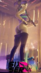 1girls 3d 3d_(artwork) ass aura_(fortnite) big_ass big_butt butt female female_only fortnite fortnite:_battle_royale fresh_aura fresh_aura_(fortnite) pants_down sixser solo