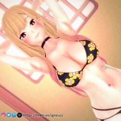 3d big_breasts bikini bikini_bottom blonde_hair breasts cleavage ear_piercing earrings female female_only gyaru igneuzz kitagawa_marin sono_bisque_doll_wa_koi_wo_suru