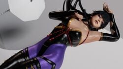 3d ass ass_focus boots breasts dead_or_alive dead_or_alive_5 kktzane leather nyotengu pantyhose photoshoot pose seductive sexy_armpits shiny_skin thighs