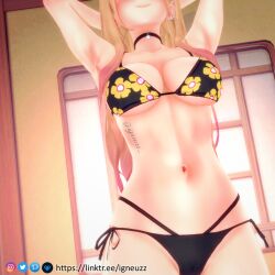 3d big_breasts bikini bikini_bottom blonde_hair breasts cleavage ear_piercing earrings female female_only gyaru igneuzz kitagawa_marin sono_bisque_doll_wa_koi_wo_suru