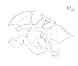 anthro charizard dragon generation_1_pokemon iztli male nintendo pokemon pokemon_(species) slit solo