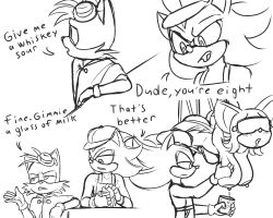 1girls 2boys anthro bar bat blindfold bondage breast_squeeze callmewritefag femsub fox furry hand_milking hedgehog humor lactation maledom milking monochrome rope rope_bondage rouge_the_bat shadow_the_hedgehog sonic_(series) suspended suspension_bondage tails tied_up