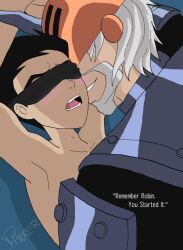 armpit armpits blindfold blindfolded captured dc dc_comics dick_grayson gay male male_only nsfw robin_(dc) robin_(dick_grayson) robin_(teen_titans) slade_wilson teen_titans