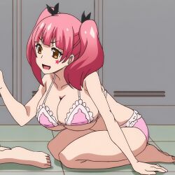 1girls big_breasts breasts feet fujinoki_nene gyaru hajimete_no_gal huge_breasts large_breasts panties pink_hair