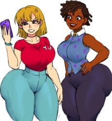 2girls aged_up all_grown_up angelica_pickles ass big_ass big_breasts blonde_hair breasts brown_hair brown_skin busty chocolate_and_vanilla curvaceous curvy curvy_figure cute cute_face dark-skinned_female dark_skin digital_drawing_(artwork) digital_media_(artwork) duo earrings eyebrows eyelashes female female_only femalerugrats hips hourglass_figure huge_ass human jay-marvel large_ass large_breasts legs light-skinned_female light_skin lips mature mature_female multiple_girls nickelodeon redraw rugrats slim slim_waist smile susie_carmichael thick thick_legs thick_thighs thighs toon_university upper_body voluptuous waist wide_hips