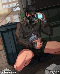 1boy aiden_pearce eggipus male male_only masturbation penis solo watch_dogs