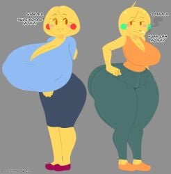 2girls ass_vs_breasts big_breasts bottom_heavy breasts crysnickel emoji emoji_(race) emoji_milf female female_only gigantic_breasts huge_breasts landra_(crysnickel) milf mother no_outlines original_character sandra_(crysnickel) top_heavy wide_hips