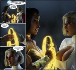 2girls 3d admiration alien alien_girl amazon amazonian amazonium astonished athletic athletic_female big_boobs big_breasts black_hair blonde blonde_female blonde_hair boob_window breasts busty cleavage cleavage_cutout cleavage_overflow comic comic_page conversation crush curvy_figure dc dc_comics deep_cleavage dialogue_bubble diana_prince embarrassed english_text fantasizing female female/female female_only fit_female horny_female huge_breasts humor infatuation injustice_2 karen_starr kryptonian large_breasts light-skinned_female light_skin muscular muscular_female oops parody parody_comic power_girl power_girl_(injustice) princess royal royalty secretly_gay short_hair speech_bubble superheroine superman_(series) surprised surprised_expression surprised_face text thick_lips thick_thighs tiara truth wonder_woman wonder_woman_(injustice) wonder_woman_(series) yuri