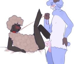 2boys amanda_the_adventurer dark_skin femboy leash light_skin male_only sheep turch wooly_(amanda_the_adventurer)