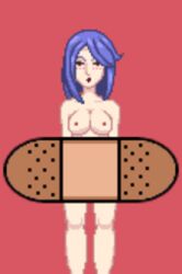 animated annoyed annoyed_expression bandaid blush bondage breasts breasts_out captive completely_nude completely_nude_female embarrassed embarrassed_nude_female female gif helpless jayakun knees legs lipstick long_hair naked nude nude_female pixel_art purple_hair red_eyes restrained sprite sprite_art standing standing_up struggling struggling_to_get_out tied_up