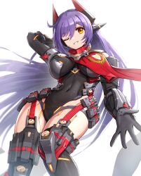 1girls android breasts core_crystal covered_navel garter_straps gloves gonzarez horns joints large_breasts leotard looking_at_viewer poppi_(xenoblade) poppi_qtpi_(xenoblade) purple_hair red_eyes red_scarf robot_ears robot_joints scarf thighhighs xenoblade_(series) xenoblade_chronicles_2