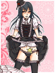 1boy androgynous blush bulge censored crossdressing crossdressing_male femboy girly gloves gothic_lolita hat lolita_fashion maid male male_only moyashimon panties skirt skirt_lift solo solo_male thighhighs trap underwear yuuki_kei