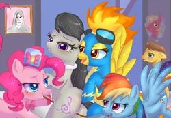 being_watched big_macintosh_(mlp) bow_(stringed_instrument) caramel_(mlp) daydream deathklok earth_pony equine female feral_on_feral friendship_is_magic fur horse male multiple_females my_little_pony nathan_explosion octavia_melody oral pegasus pinkie_pie_(mlp) pony rainbow_dash_(mlp) shock spitfire_(mlp) straight_hair thought_bubble threesome treble_clef unknown_artist walk-in wing_boner yuri