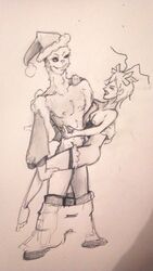 1boy 1girls aged_up breasts christmas cindy_lou_who closed_eyes dr_seuss female how_the_grinch_stole_christmas jwy12 male monochrome nipples nude nudity older santa_costume sex straight the_grinch thighhighs traditional_art who_(species)