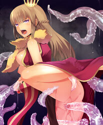 ass blush breasts brown_hair clothed_sex clothing crown error female fireflysnow leg_lift long_hair nipples open_mouth penetration professor_(ragnarok_online) purple_eyes pussy ragnarok_online rape solo spread_legs tears tentacle vaginal_penetration