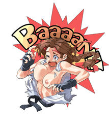 art_of_fighting artist_request black_gloves bouncing_breasts braid breasts brown_eyes brown_hair dougi female female_only fingerless_gloves gloves headband human king_of_fighters large_breasts long_hair nipples ryuuko_no_ken single_braid snk solo takoyaki_neko-san tear torn_clothes unaligned_breasts wardrobe_malfunction wink yuri_sakazaki