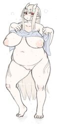 blush breasts chikurako_kanoeki chubby demon fat female horns huge_breasts inverted_nipples jon_henry_nam monster_girl nam3ya nipples nude plump pointy_ears pussy red_eyes solo