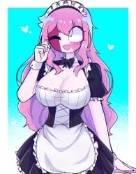 breasts female friday_night_funkin maid_outfit one_eye_closed open_mouth open_smile pink_hair sarvente sarvente_(dokki.doodlez) sarvente_(friday_night_funkin) smile tagme wink yume0534