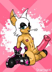 big_penis black_makeup boots erection femboy gloves horsecock male male_only pierced_ears pierced_nipples piercings rouge_the_bat sawchain sonic_(series) sonic_the_hedgehog_(series)