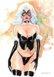 1girls 2023 black_cat_(marvel) curvaceous curvy_body curvy_female ed_benes_studio felicia_hardy female_focus highres huge_breasts long_hair marc_holanda marvel marvel_comics solo_female solo_focus spider-man_(series) voluptuous voluptuous_female white_hair