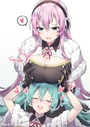 2girls breasts_bigger_than_head female female_only ge-b gebyy-terar hatsune_miku lesbian megurine_luka tagme vocaloid yuri