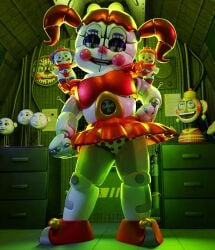 3d 3d_(artwork) baby_(fnafsl) blender blender_(software) blender_cycles canon_appearance circus_baby circus_baby_(fnaf) circus_baby_(original) crown female female_only five_nights_at_freddy's five_nights_at_freddy's:_help_wanted five_nights_at_freddy's:_sister_location full_color fully_clothed green_eyes looking_at_viewer m0nk3y no_penetration orange_hair panties plush_baby plushie pose robot robot_girl scottgames sister_location skirt solo solo_female