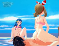 1boy 2girls 3d animated ass assjob barefoot beach bikini bottomless breasts breasts_out buttjob cum cum_on_ass cumming_together dawn_(pokemon) feet female_ejaculation female_masturbation femdom huge_ass huge_breasts human human_only humiliation koikatsu masturbating_while_watching may_(pokemon) may_(pokemon_oras) mp4 mutual_orgasm nintendo no_sound pokemastersex pokemon pokemon_masters pokemon_masters_ex reverse_cowgirl_position squirting swimsuit take_your_pick video