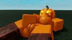 1girls 3d ass big_ass big_breasts breasts fingering lampshaderr34 laying_down puffy_pussy pumpkin pumpkin_head roblox robloxian simple_background stockings