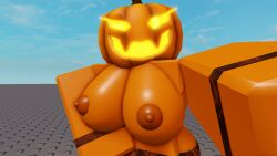 1girls 3d breasts lampshaderr34 presenting_breasts pumpkin pumpkin_head roblox robloxian tagme