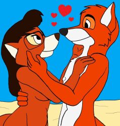 canid canine canis duo eye_contact female female_fox fox glasses holding_hands love male male/female mammal myra_foxworthy naked nude rollriver romantic romantic_couple talespin