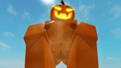 1girls 3d lampshaderr34 nude presenting_pussy pumpkin pumpkin_head roblox robloxian tagme