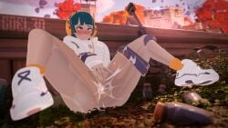 ahe_gao coel3d epic_games female fortnite fortnite:_battle_royale green_hair red_eyes solo spread_legs squirting yuki_(fortnite)