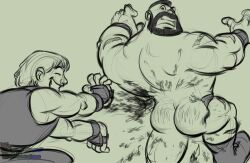 ass enm fireball gay humiliation ken_masters male_only muscular naked sphinx_(artist) street_fighter zangief