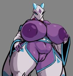 absurd_res anthro areola ass big_areola big_breasts blue_eyes breasts clothed clothing digital_media_(artwork) eyelashes female froslass generation_4_pokemon ghost hedi_(echovalia) hi_res huge_breasts humanoid long_eyelashes looking_at_viewer nintendo nipples pokemon pokemon_(species) purple_areola solo spirit trailmixtrail yukimenoko