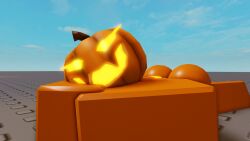 1girls 3d ass lampshaderr34 laying_on_stomach pumpkin pumpkin_head roblox robloxian tagme