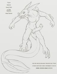 after_transformation alien animal_genitalia anthro anus claws finger_claws flukes genital_slit genitals hi_res horn hybrid male marine membrane_(anatomy) nasal_horn nude penis petrock slit solo stalker_(subnautica) toe_claws webbed_feet