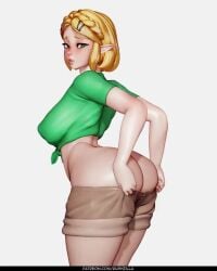 1girls 3d anal anal_insertion anal_object_insertion animated anus anus_peek ass ass_cleavage ass_jiggle big_ass big_breasts blonde_hair bottom_heavy breasts bubble_butt busty butt_crack buttplug clothing female female_focus female_only green_eyes hourglass_figure huge_ass humanoid hylian hylian_ears looking_at_viewer mp4 navel nintendo no_sound object_insertion pale_skin pointy_ears princess_zelda rushzilla sex_toy short_hair short_shorts shorts solo standing tagme tears_of_the_kingdom the_legend_of_zelda tied_shirt triforce video wide_hips zelda_(tears_of_the_kingdom)