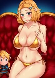 blonde_hair breasts clothing female female_only humanoid hylian looking_at_viewer nintendo pale_skin princess_zelda solo swimwear tagme tears_of_the_kingdom the_legend_of_zelda yirusann zelda_(tears_of_the_kingdom)