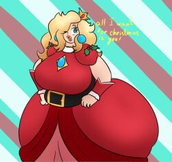 ass_bigger_than_head big_ass big_breasts big_hips breasts_bigger_than_head christmas clothed dorito228 female female_only huge_ass huge_breasts huge_hips hyper_bimbo mario_(series) nintendo princess_peach wide_hips