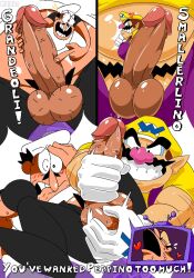 balls big_penis black_eyes blush boner cap chef chef_hat chef_uniform erection gay heart male male/male male_only maloba mario_(series) masturbation moustache overalls penis peppino_spaghetti pizza_tower pointy_ears precum pubes pubic_hair sex size_comparison wario