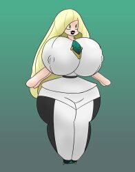 big_ass big_breasts breasts_bigger_than_head clothed dorito228 female female_only huge_breasts hyper_bimbo lusamine_(pokemon) nintendo nipples_visible_through_clothing pokemon