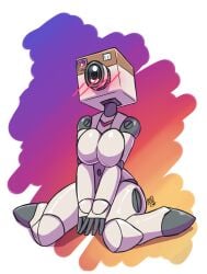 2021 big_breasts camera deathzera flushed instagram-tan robot_girl robot_humanoid sitting_on_floor social_media