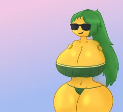 barely_covered_breasts big_ass big_breasts bikini dorito228 emoji emoji_(race) female female_only