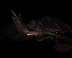 3d_(artwork) absurd_res bethesda_softworks digital_media_(artwork) dragon erection feral game_of_thrones genitals grawiorum hi_res male penis presenting presenting_penis scales skyrim smile solo tail the_elder_scrolls wings wyvern