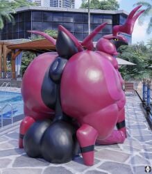 3d 3d_(artwork) absurd_res anus ass balls big_balls big_butt big_penis detailed_background feral gabrielarchgod generation_5_pokemon genitals hi_res looking_at_viewer male male_only nintendo penis pokemon pokemon_(species) puffy_anus scolipede solo