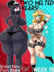 2girls anniversary anthro ass ass_cleavage beanie big_ass big_breasts blonde_hair bottom_heavy breasts busty butt_crack cleavage crossover dat_ass dumptruck_ass fat_ass female female_only hat helluva_boss huge_ass large_ass large_breasts looking_at_viewer looking_back mrmelted multiple_girls nipple_piercing nipples octavia_(helluva_boss) owl panties piercing porn_star porn_star_outfit pornstar_(meme) pose posing redraw star_butterfly star_vs_the_forces_of_evil text_on_clothing thick_ass thick_thighs thunder_thighs topless wide_hips