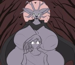 anthro big_breasts breasts deer duo female genitals hi_res huge_breasts human hyper hyper_genitalia imminent_rape imminent_sex inverted_nipples male mammal monster nervous nipples size_difference specimen_8 spooky's_jump_scare_mansion thick_thighs wide_hips xytora